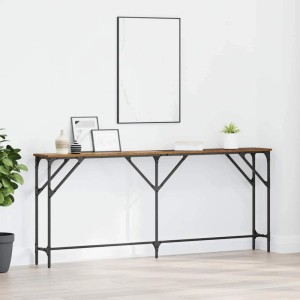 vidaXL Konsolentisch Altholz, schmal, rechteckig, mit dunkler Holzplatte und schwarzem Metallgestell im Industrial Design.