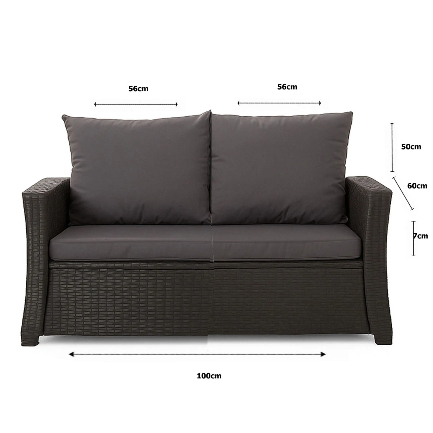 Setgarden Komfort Set Gartenloungekissen, anthrazit, für Sofa (100x60 cm) + Sessel. Auflagen für Gartenmöbel.