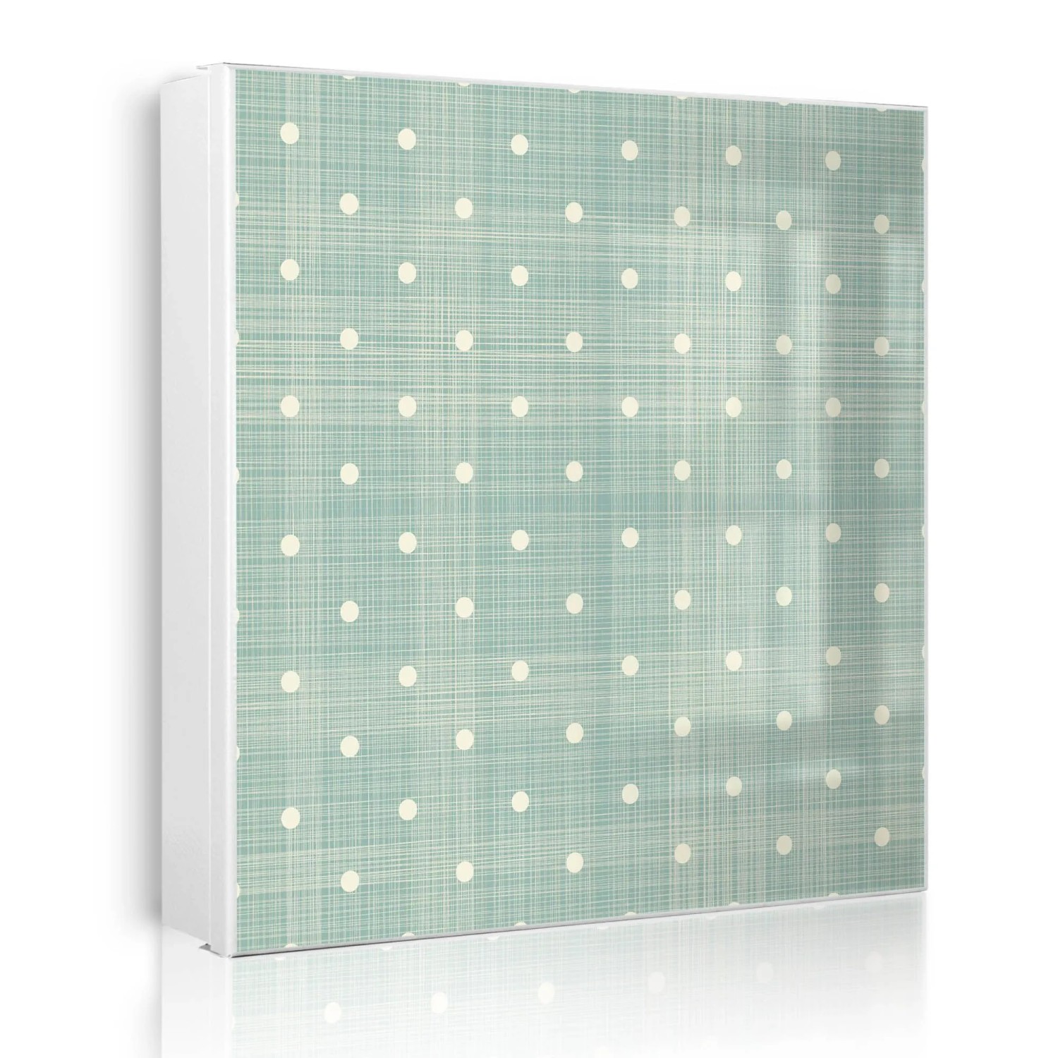Banjado Großer Schlüsselkasten Metall 30x30cm Weiß Scharnier Links 50 Haken Beschreibbar Magnetisch Motiv Punkte Lindgrün