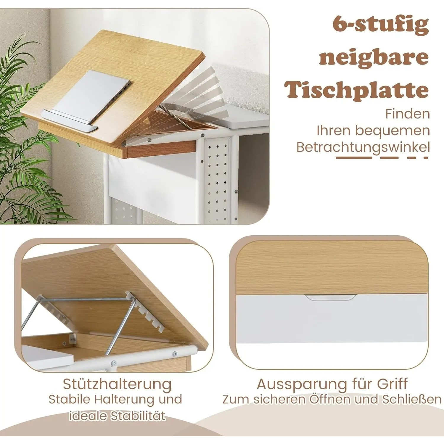 Costway Schreibtisch mit Rollen Mobiler Computertisch Laptoptisch_5