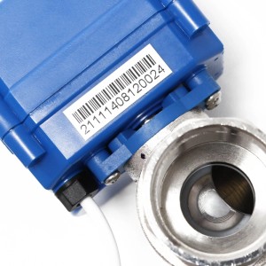 Wiltec Kugelventil 25mm für Abwasser, blaues Gehäuse, silberner Anschluss, 12V DC.