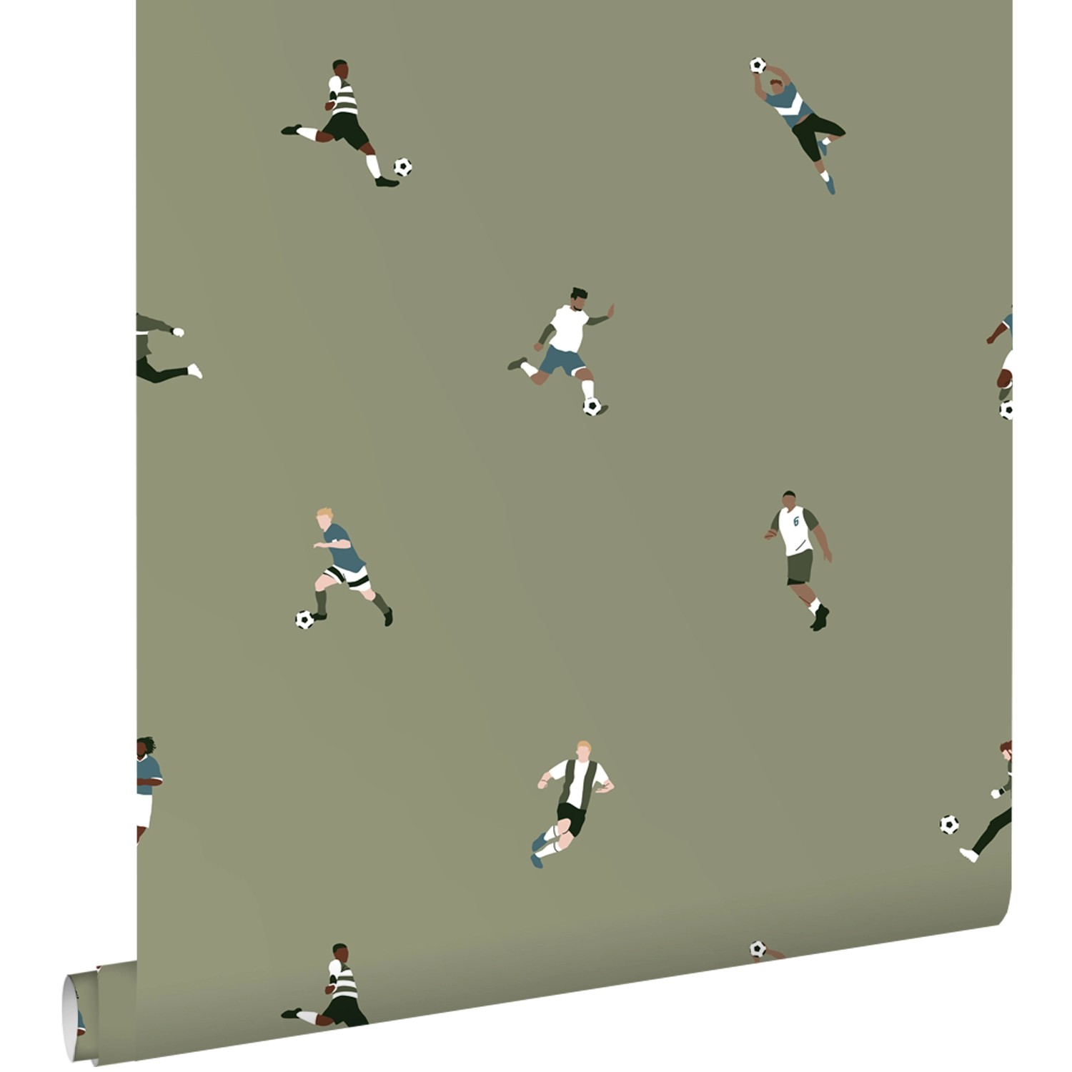 ESTAhome Tapete Fußballspieler Olivgrün 50 x 900 cm günstig online kaufen