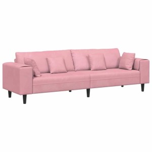 vidaXL Sofa mit Kissen Rosa 250 x 77 x 76 cm Samt 3335156
