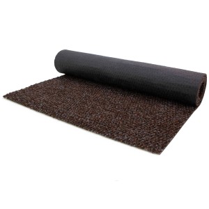 Braun gemusterter Sauberlauf Picollo Teppichläufer, 1x1m, mit rutschfester Rückseite.