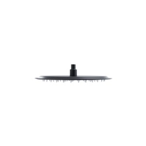 Schwarze KOLMAN Kopfbrause mit Silikonspitzen für Duschsystem. Ovale Regenbrause, Anti-Calc-System.