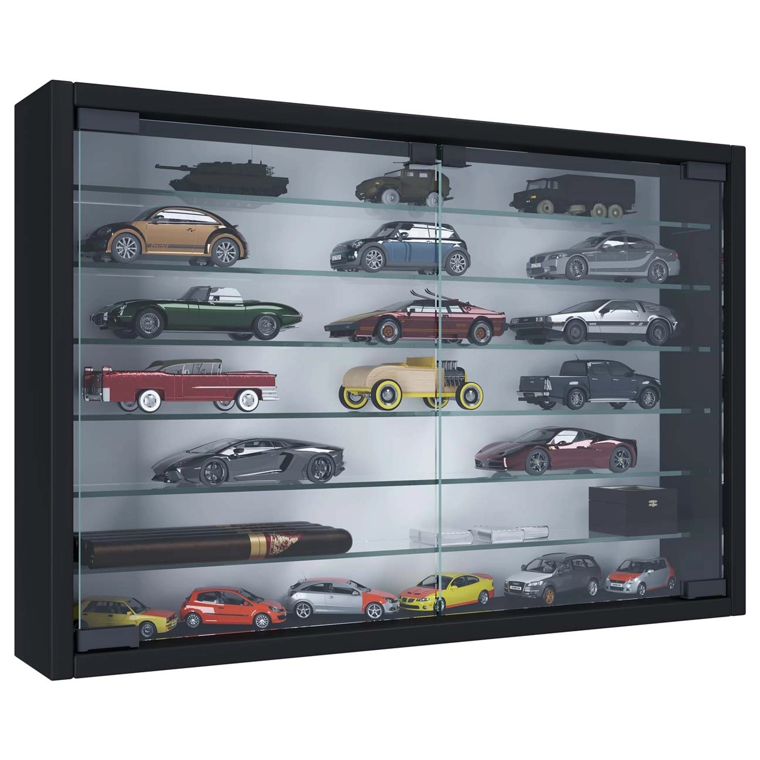 ebuy24 MandosaXL Glasvitrinen Wandhängend 2 Glastüren Schwarz günstig online kaufen
