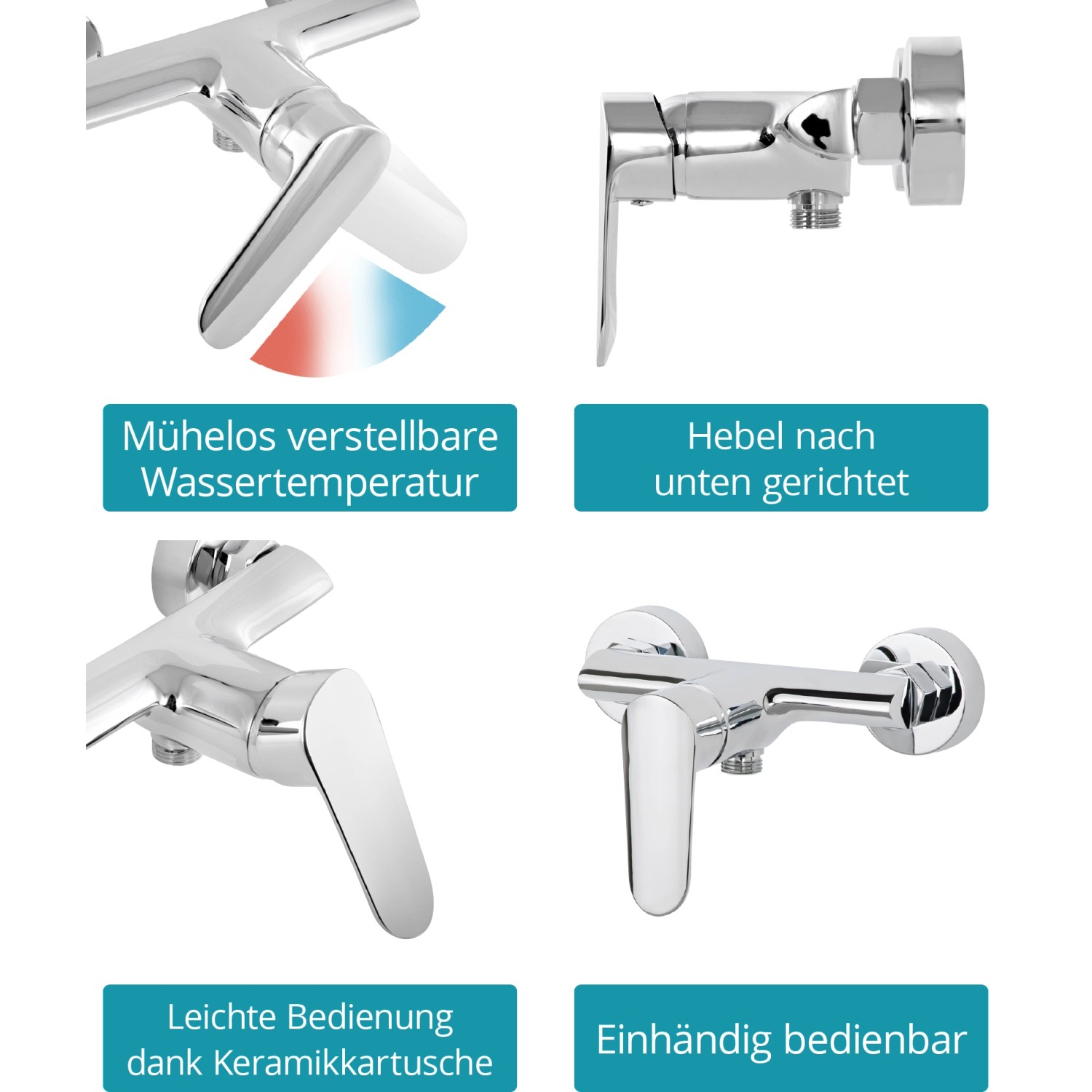 Calmwaters Duscharmatur Modern Soft Chrom Keramikkartusche 
