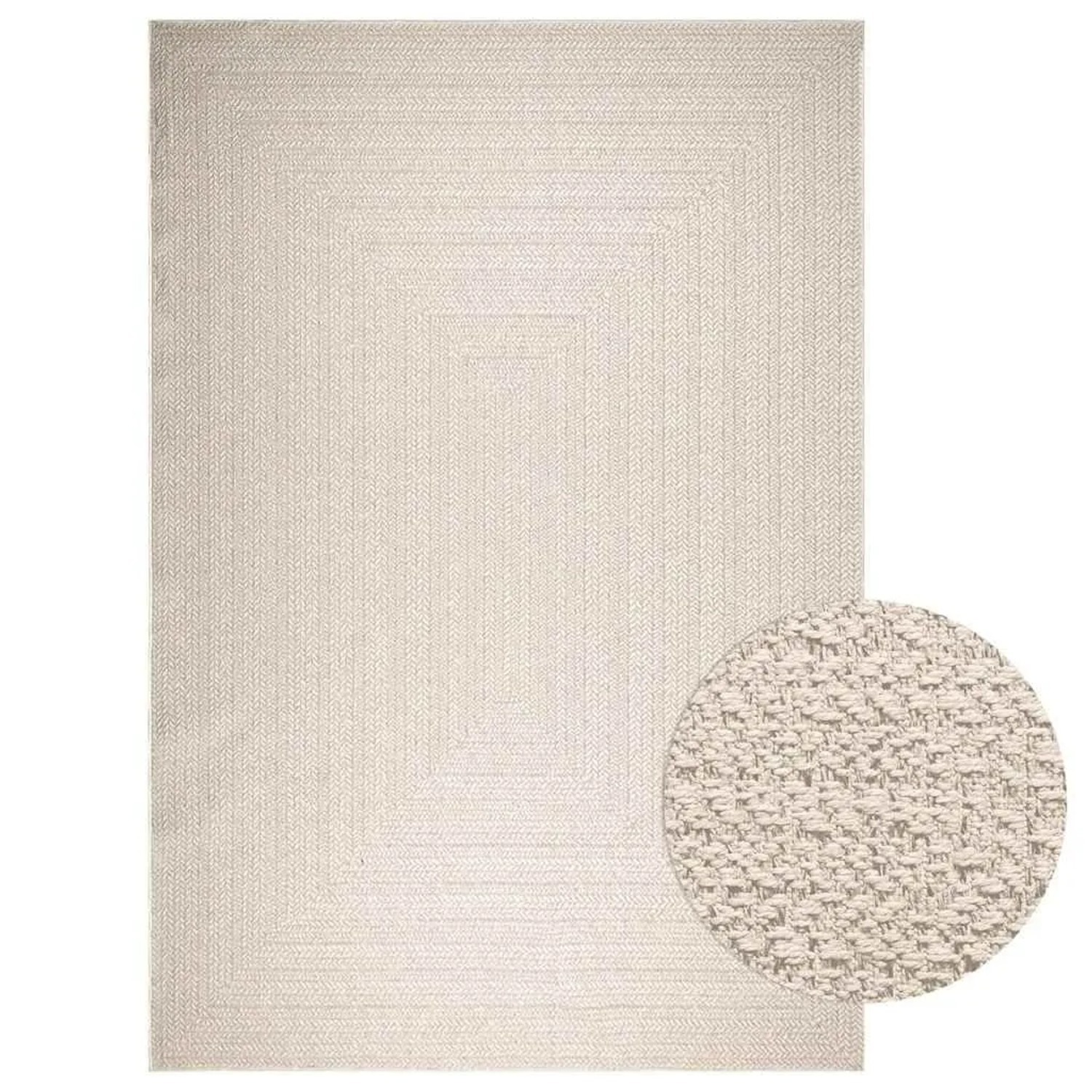 vidaXL Teppich ZIZUR Creme 240x340 cm Jute-Optik Indoor und Outdoor 4010370 günstig online kaufen