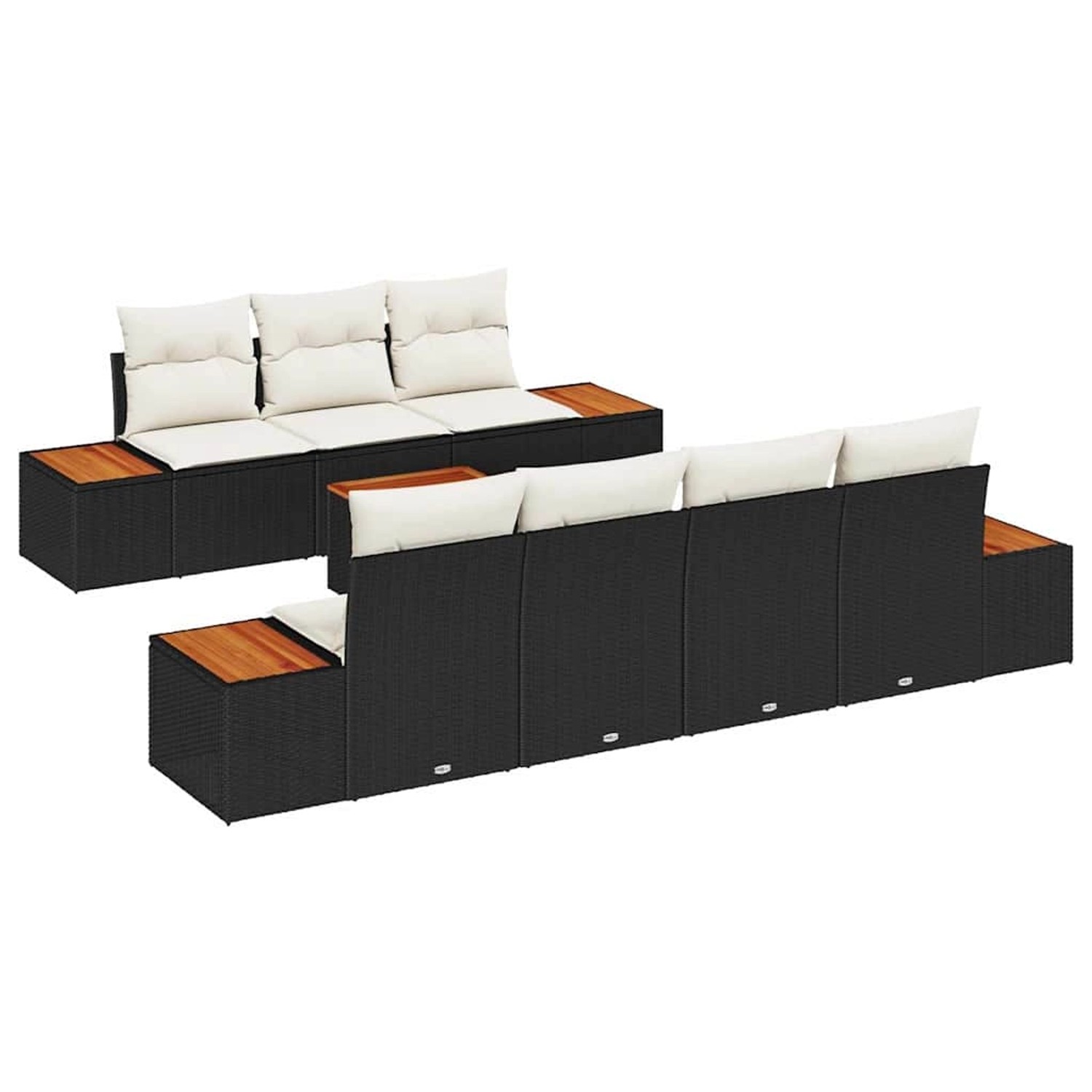 vidaXL Garten-Sofa-Set mit Kissen 8-Tlg Schwarz Poly Rattan 3356707 günstig online kaufen