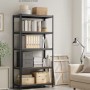 Songmics Standregal, 50x100x200 cm, braun-schwarz, mit fünf Ablagen im Wohnzimmer.