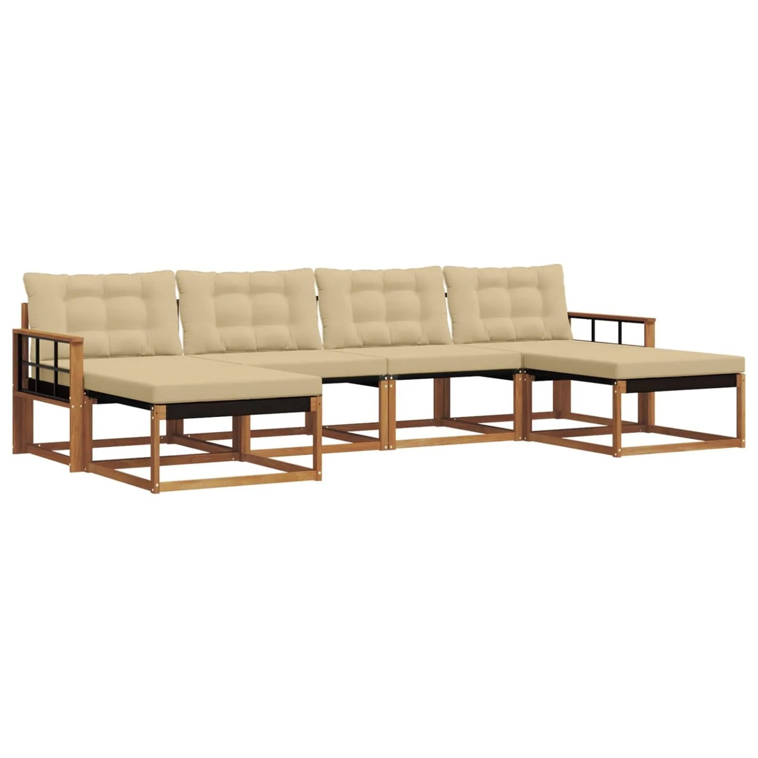 vidaXL Outdoor-Sofagarnitur mit Kissen 6-Tlg Natur und Beige 3369728
