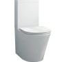 Weißes Glasdeals Stand-WC mit Spülkasten und SoftClose Sitz. Modernes Design für Ihr Badezimmer.