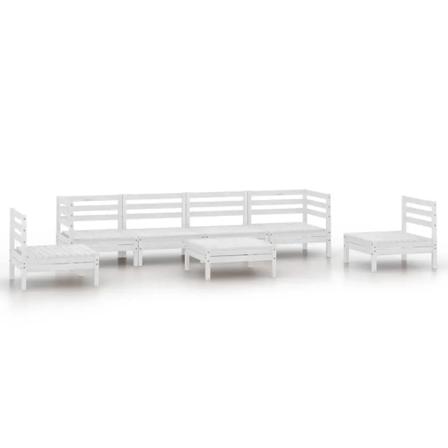 vidaXL 7-Tlg Garten-Lounge-Set Weiß Massivholz Kiefer 3082548