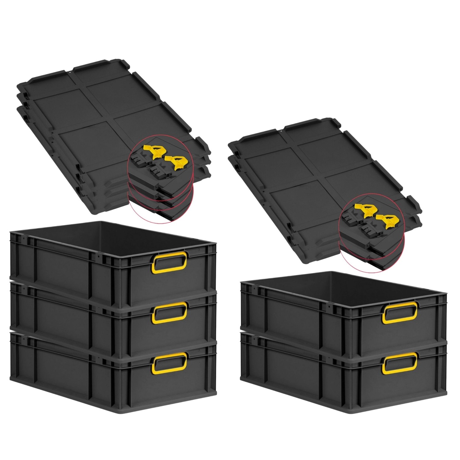 PROREGAL SuperSparSet 5x Eurobox Nextgen Color Mit Scharnierdeckel HxBxT 17 günstig online kaufen