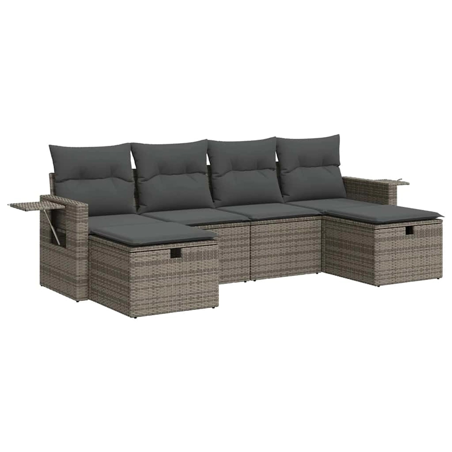vidaXL 6-Tlg Garten-Sofagarnitur mit Kissen Grau Poly Rattan 3325526 günstig online kaufen