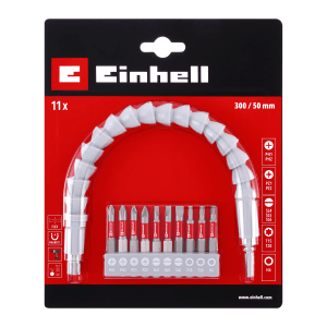 Einhell Bit-Set, 11-teilig mit flexibler Welle für schwer erreichbare Stellen. Werkzeug-Set mit verschiedenen Bits.