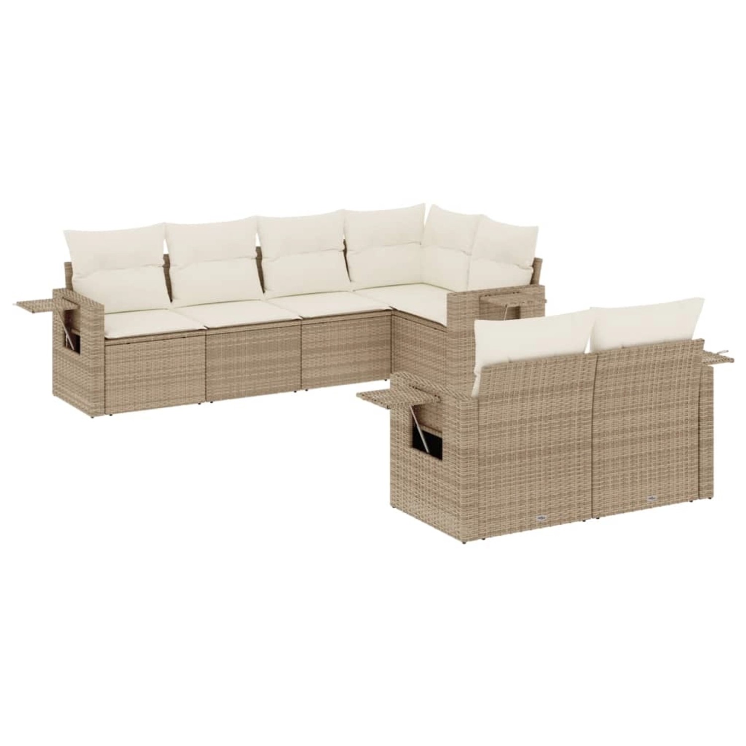 vidaXL 7-Tlg Garten-Sofagarnitur mit Kissen Beige Poly Rattan 3252745 günstig online kaufen