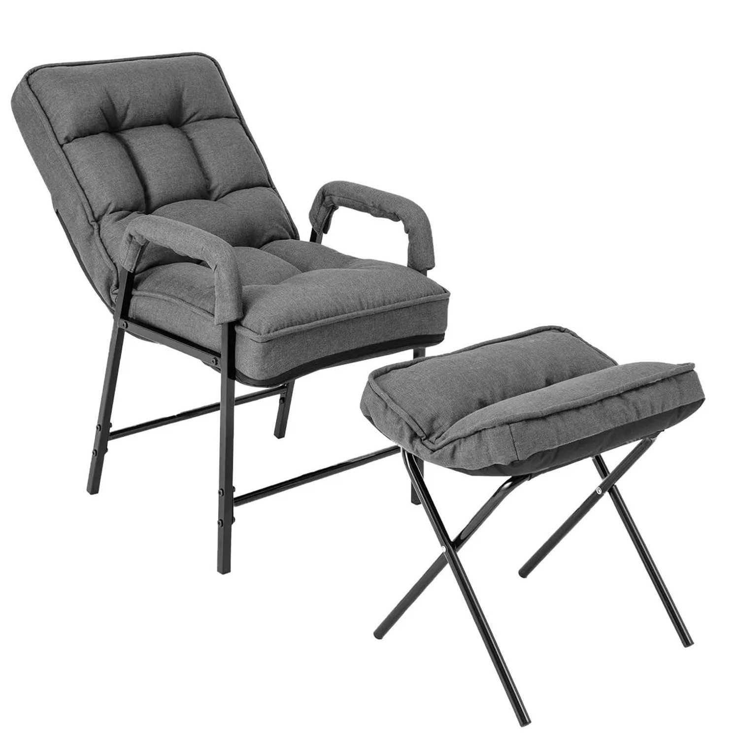 Costway Sessel mit Hocker Relaxsessel mit Liegefunktion Grau