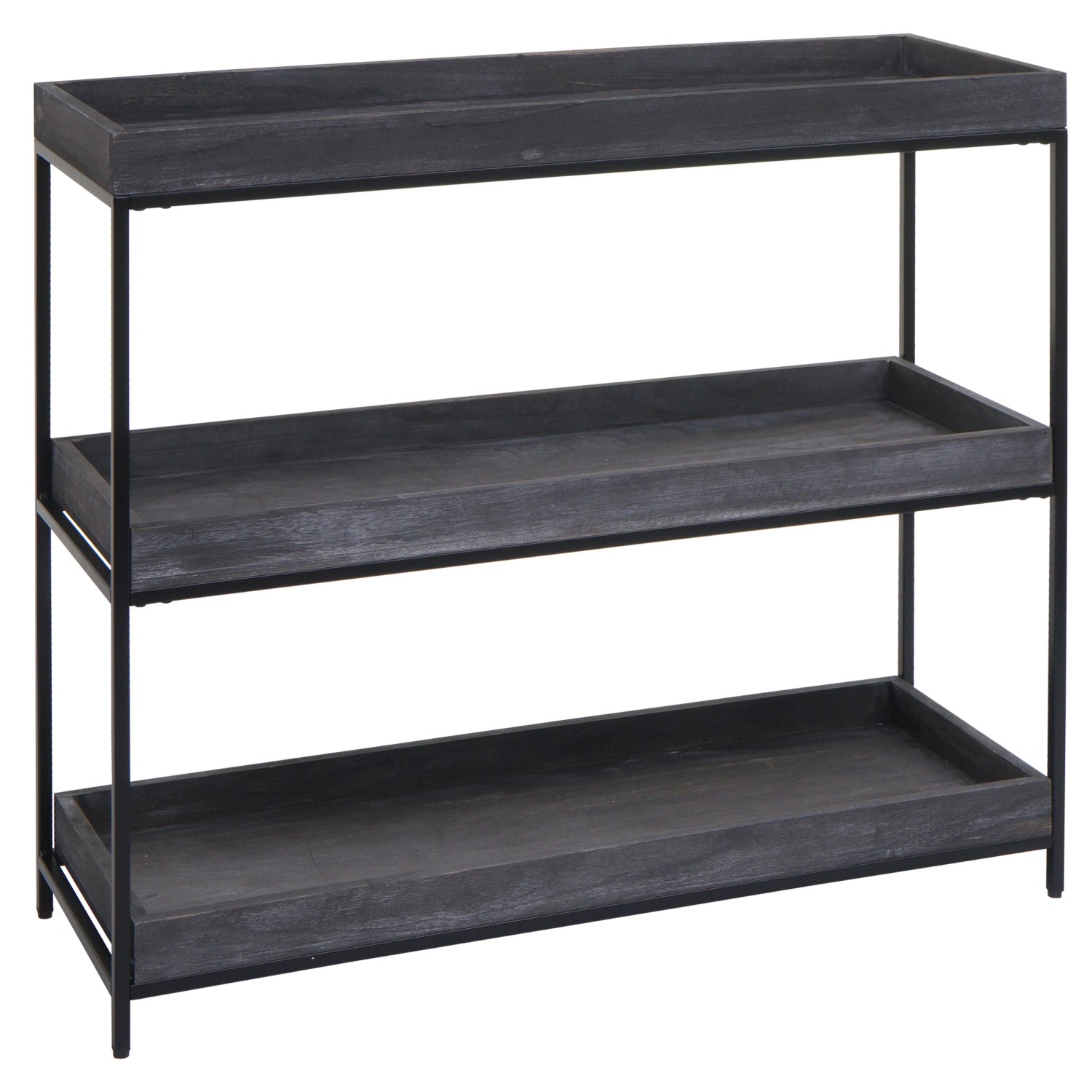 BERLINLODGE Regal HxBxT 90x100x35cm Holz Metall 3 Ablagen Dunkelgrau Standr günstig online kaufen