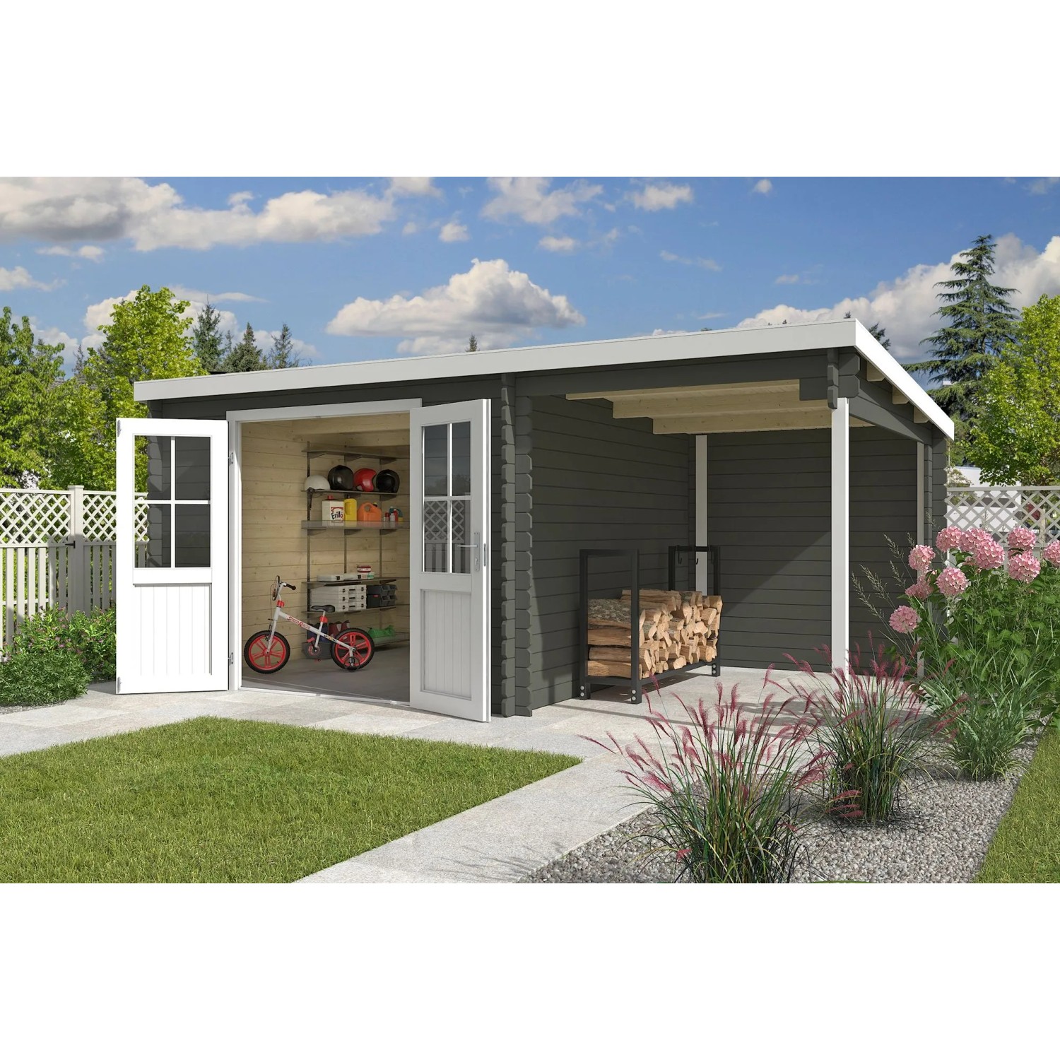 Lasita Gartenhaus Tampa 481 cm x 292 cm Grau-Grün