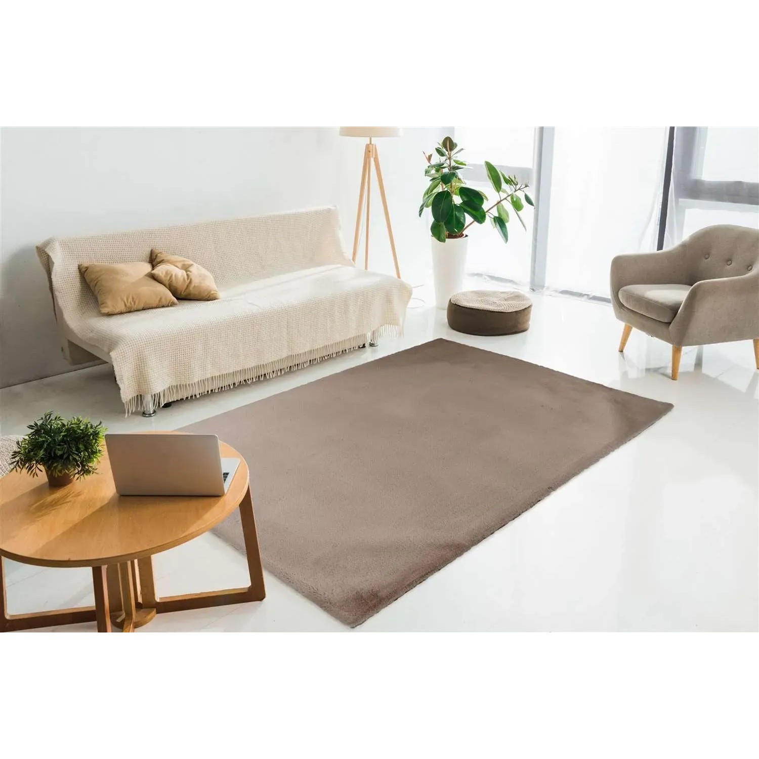 MeGusta Shaggy Teppich Taupe, 120x170 cm. Hochflor Teppich im Wohnraum.