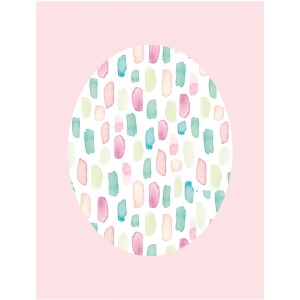 Komar Wandbild Shelly Rose, 40x50 cm, mit rosa Hintergrund und bunten Pinselstrichen.