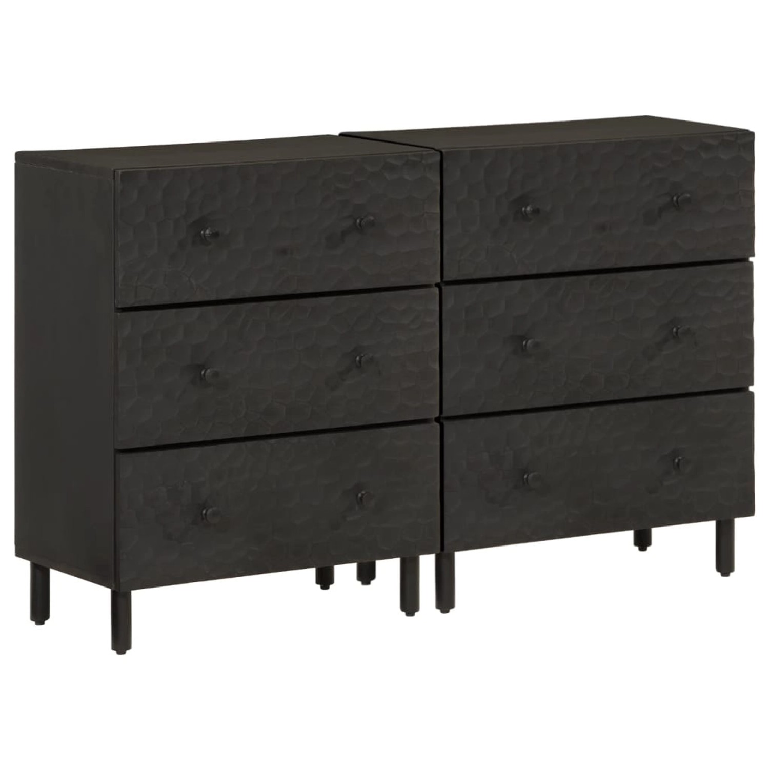 vidaXL Beistellschränke 2 Stk Schwarz 60x33x75 cm Massivholz Mango 3206283 günstig online kaufen