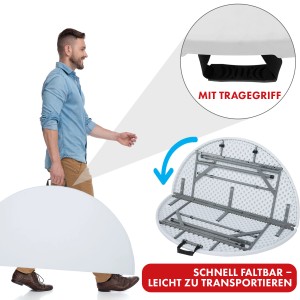 KARAT Klapptisch Shiga, runder Gartentisch Ø 120 cm, faltbar mit Tragegriff. Mobil und leicht zu transportieren.
