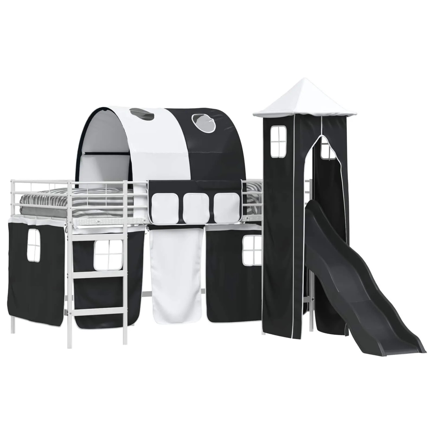 vidaXL Kinderloftbett Weiß und Schwarz 107 x 200 cm Metall 42020898