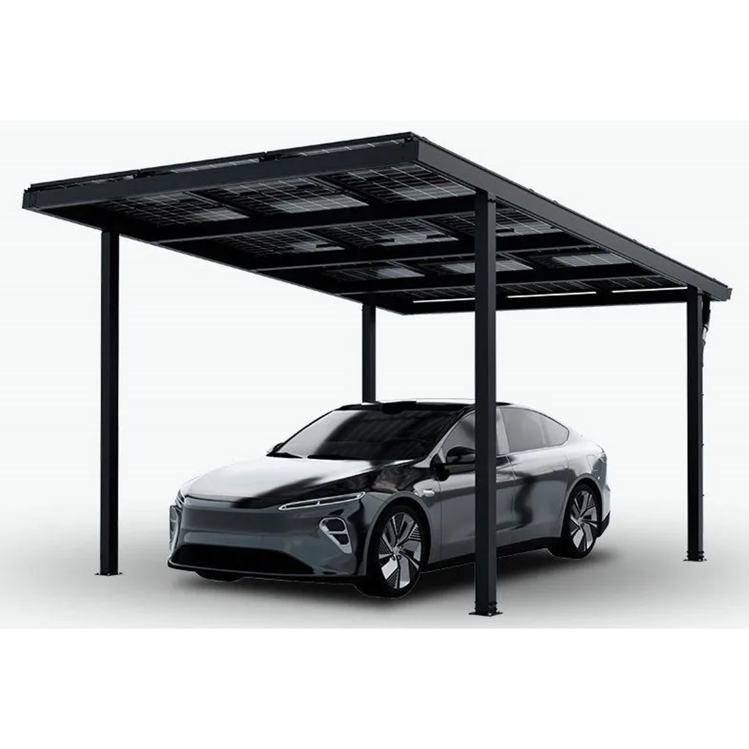 Jet-Line Solar Carport Aluminium Anthrazit für 1 Fahrzeug ohne Module
