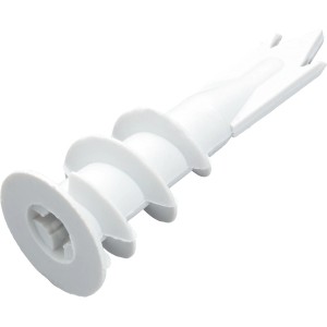 Weißer LUX Gipskartondübel, 14x32 mm, aus Kunststoff für Gipskartonplatten.