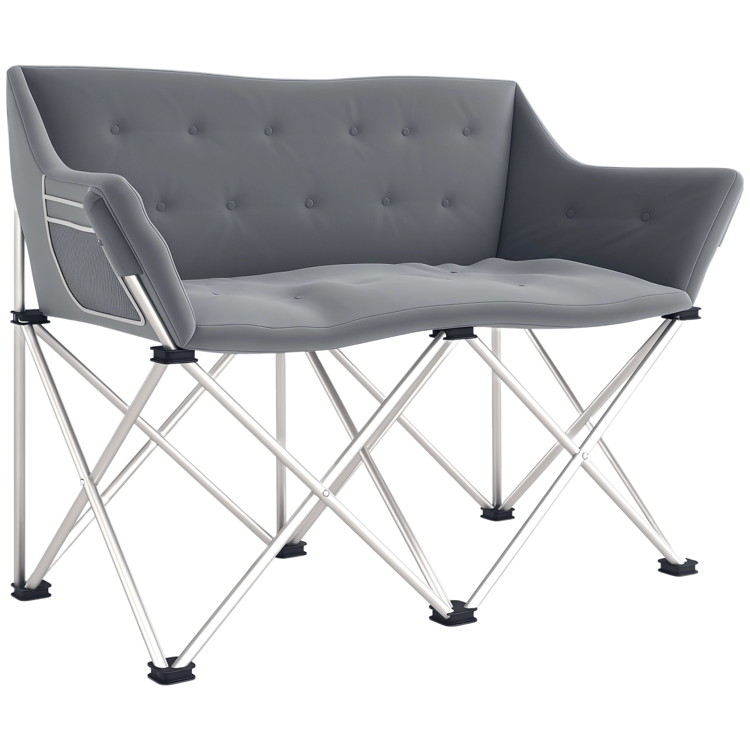 Outsunny Campingstuhl Metall Oxfordstoff Grau 120L x 57B x 95H cm