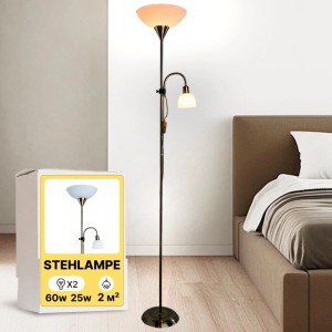 Stehlampe mit Leselicht, 2-flammig, modernes Design für Innenräume.