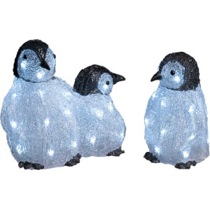 Konstsmide LED-Pinguinfamilie aus Acryl, 3er-Set, beleuchtete Weihnachtsdeko für Außen.