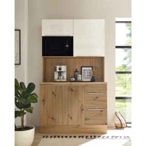 Respekta Single-Küche Marleen in Artisan-Eiche/Weiß mit Mikrowelle.