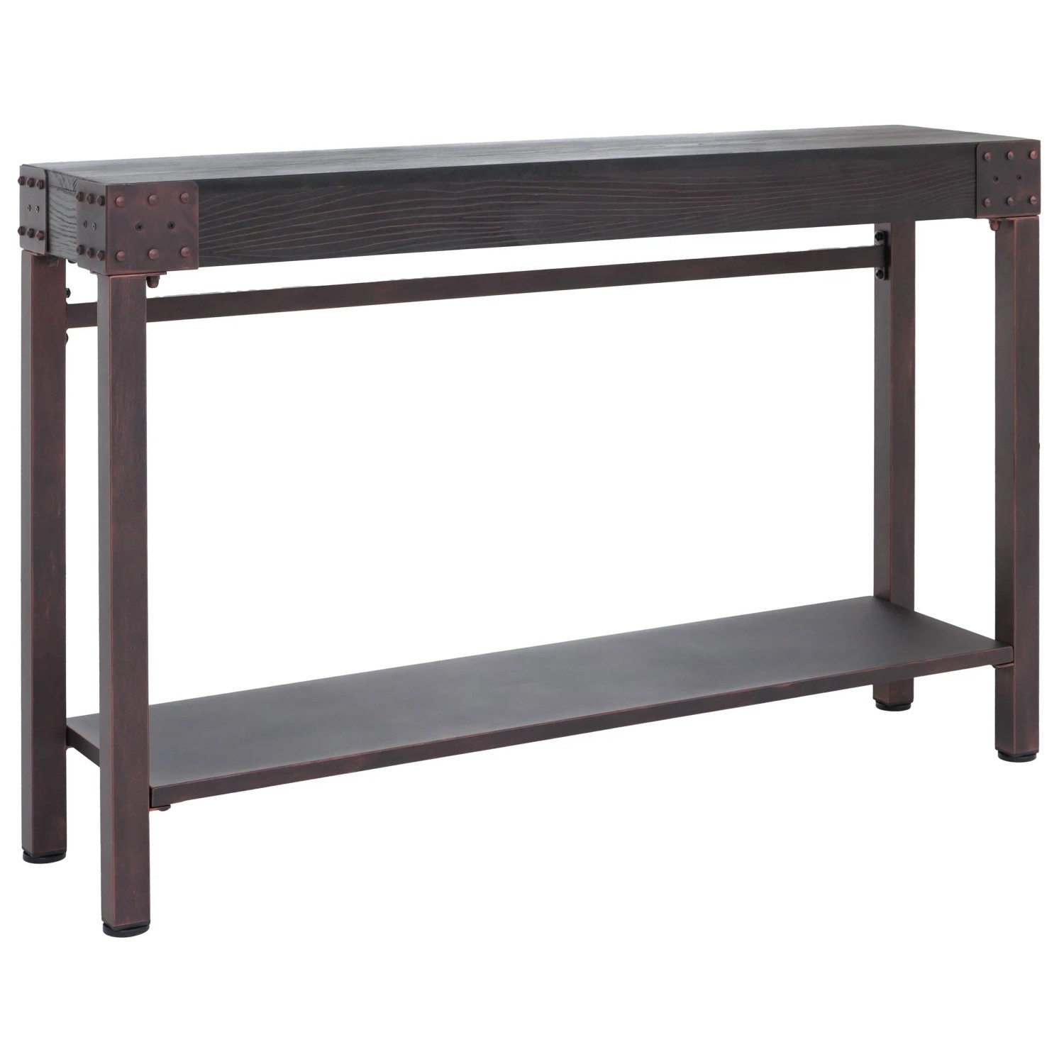 MCW Konsolentisch Q68 Industrial Retro Holz 82x120x31cm Schwarz Metall Kupferfarben