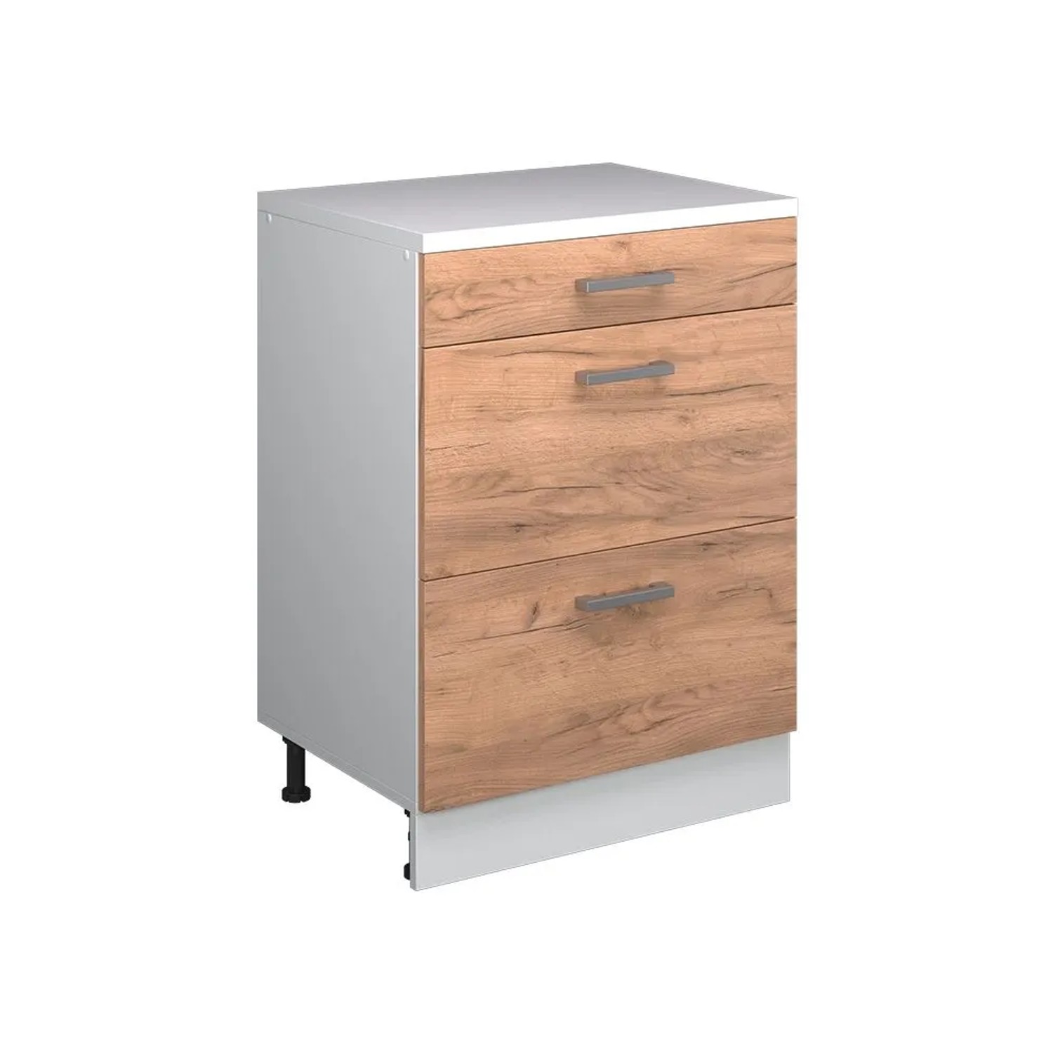 Vicco Küchenschrank für Dachschrägen R-Line Goldkraft Eiche 60 x 84 ohne Schräge mit 3 Schubladen Art Nr 61730