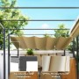 Beige Outsunny Pergola mit Metallrahmen und einziehbarem Polyester-Vordach für Sonnenschutz im Garten.