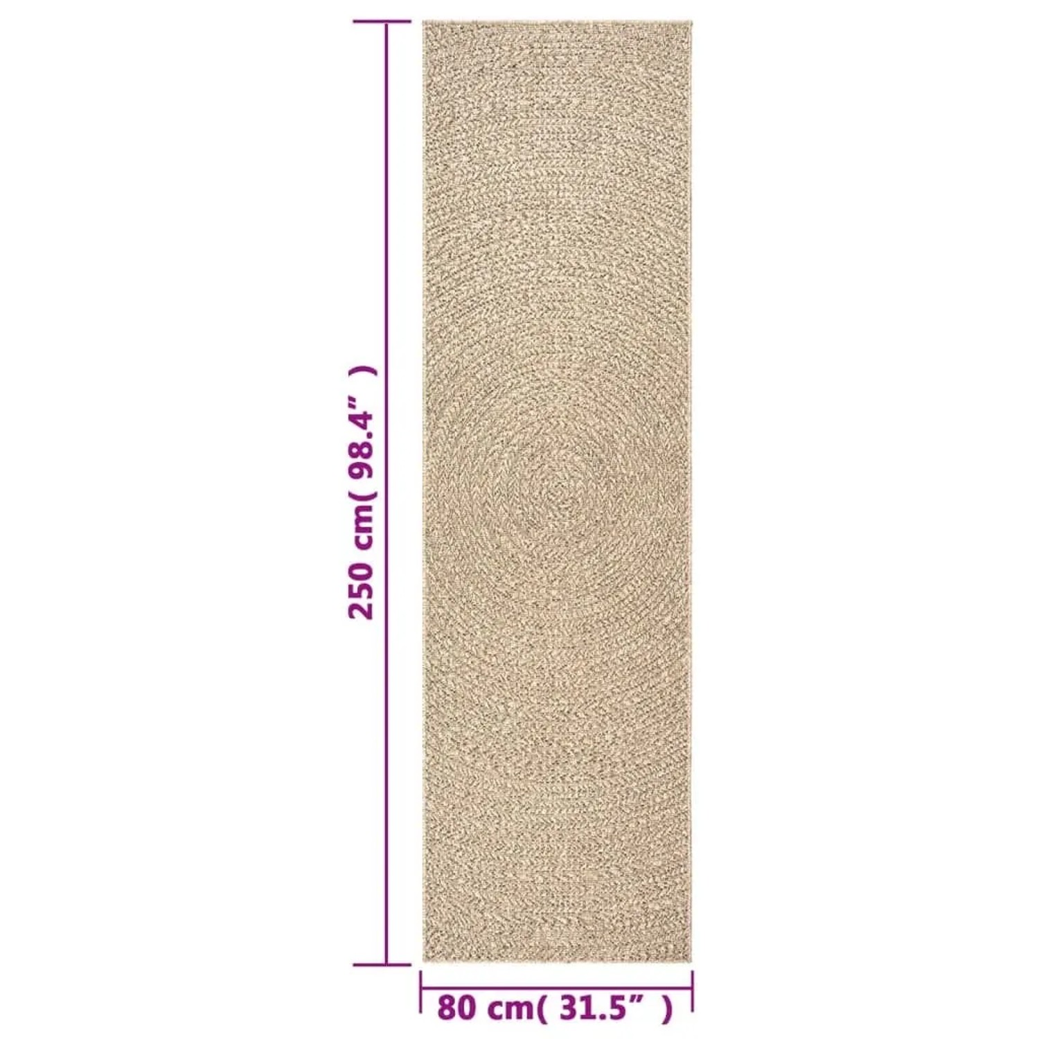 vidaXL Teppich ZIZUR 80x250 cm Jute-Optik Indoor und Outdoor 4006160_8