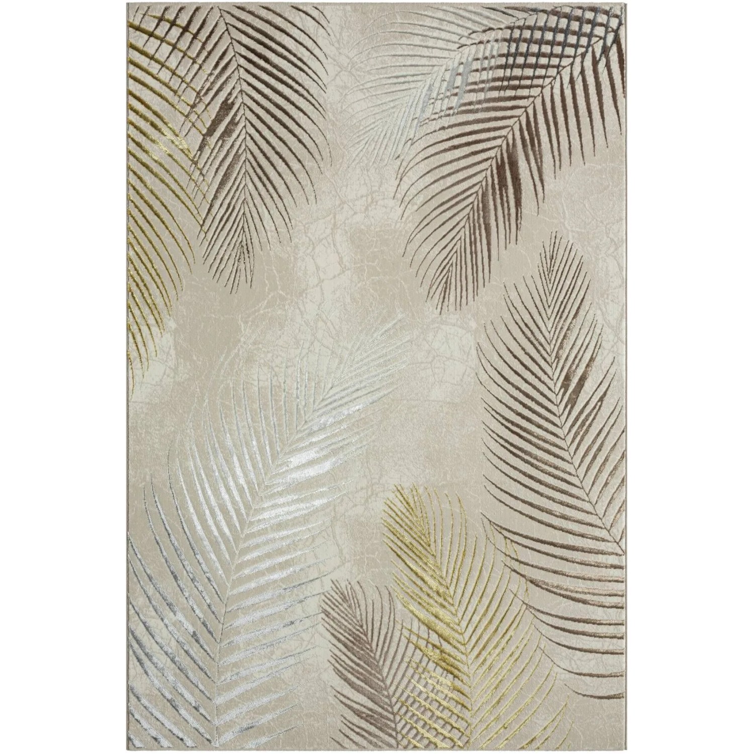 Beiger Floornovo Kurzflorteppich (150x80 cm) mit Blattmuster für Wohnräume.