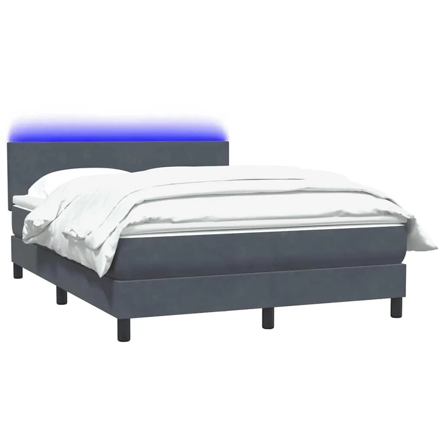 vidaXL Boxspringbett mit Matratze & LED Dunkelgrau 160x220 cm Samt 3316744 günstig online kaufen