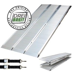 DREIBREIT Auffahrrampe, 3-fach klappbar, 175cm, Tragkraft 1650kg, Zubehör für Autoanhänger.