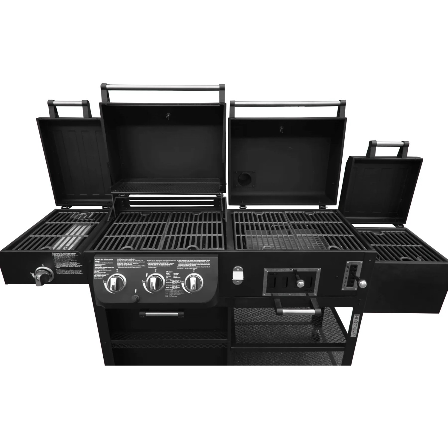 El Fuego Arizona Kombigrill mit 3 Brennern, Seitenbrenner und Smoker in Schwarz.