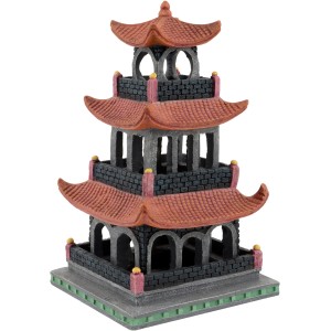 Aquarium Dekofigur Pagode 1: dekorative Pagode für Aquarien, rot-grau.
