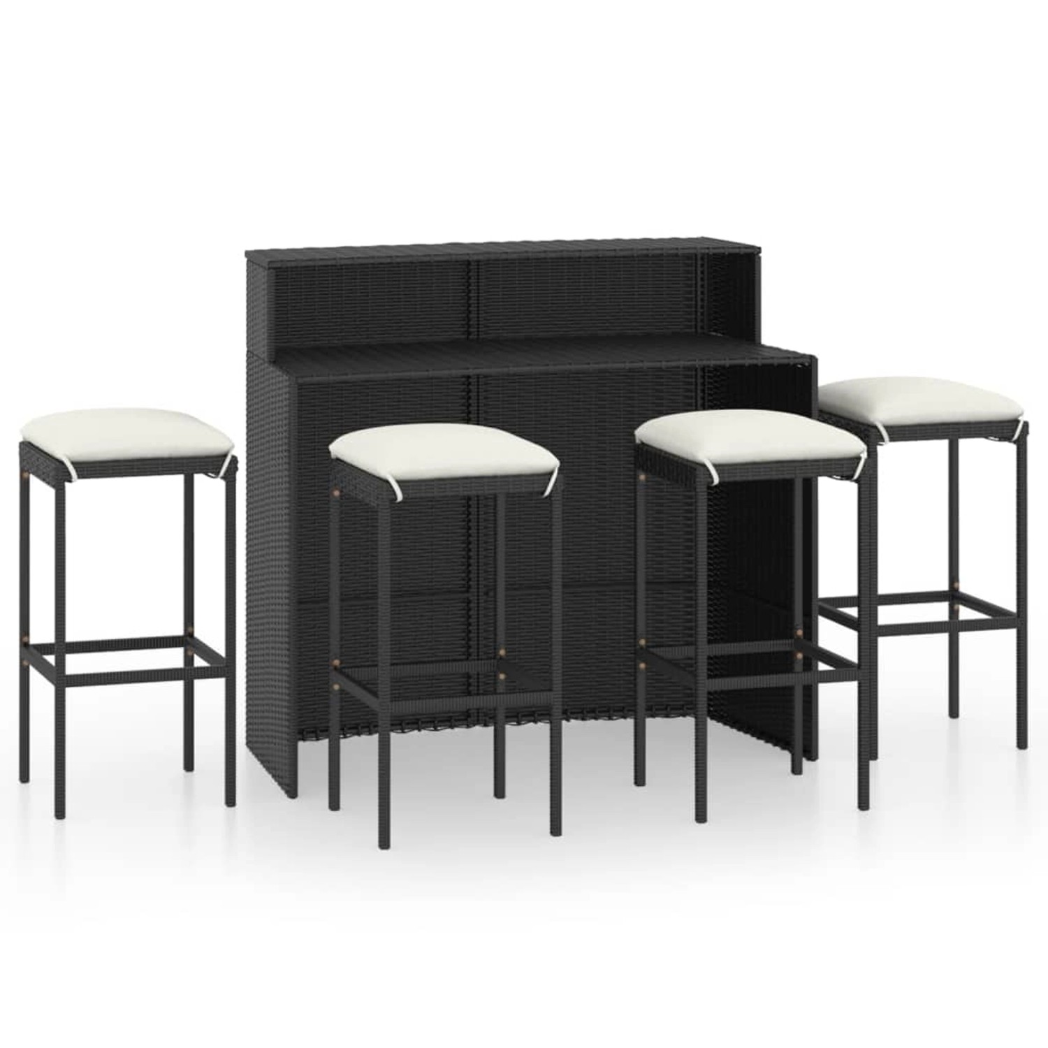 vidaXL 5-Tlg Gartenbar-Set mit Kissen Schwarz 3064879