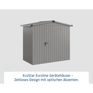 Hörmann EcoStar Euroline Gerätehaus, Satteldach, Graualuminium, 237x134 cm.