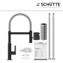 Schütte Spiralfeder-Spültischarmatur Miami, Chrom-Schwarz-Matt, mit Zubehör.