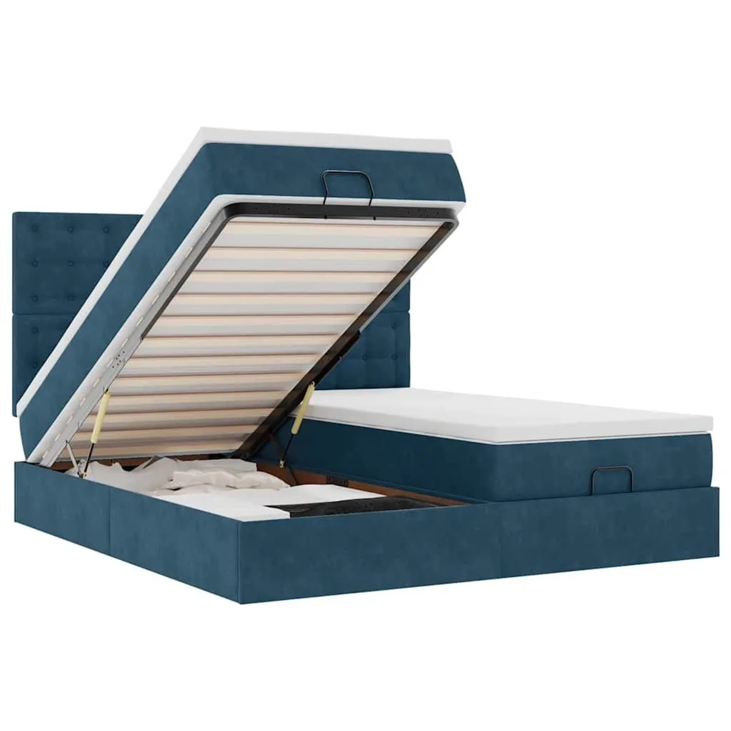 vidaXL Ottoman-Bett mit Matratzen & LED Dunkelblau 200x200 cm Samt 3314667