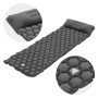 Graue ECD Germany Isomatte Camping, 185x62x15 cm, aus Nylon mit Hexagon-Luftkammern und Kopfkissen.