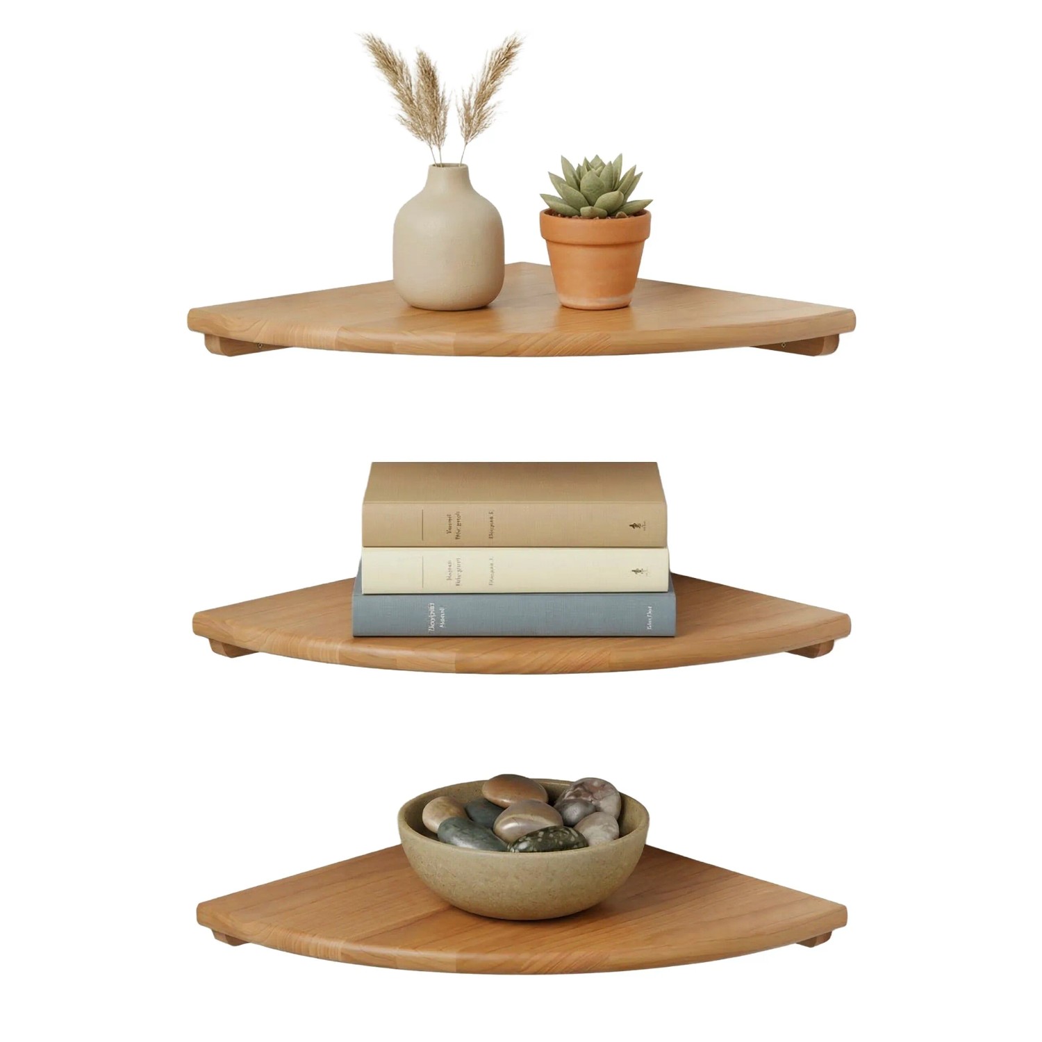Relaxdays Wandeckregal Walnussholz Natur 3 cm x 18 cm x 18 cm